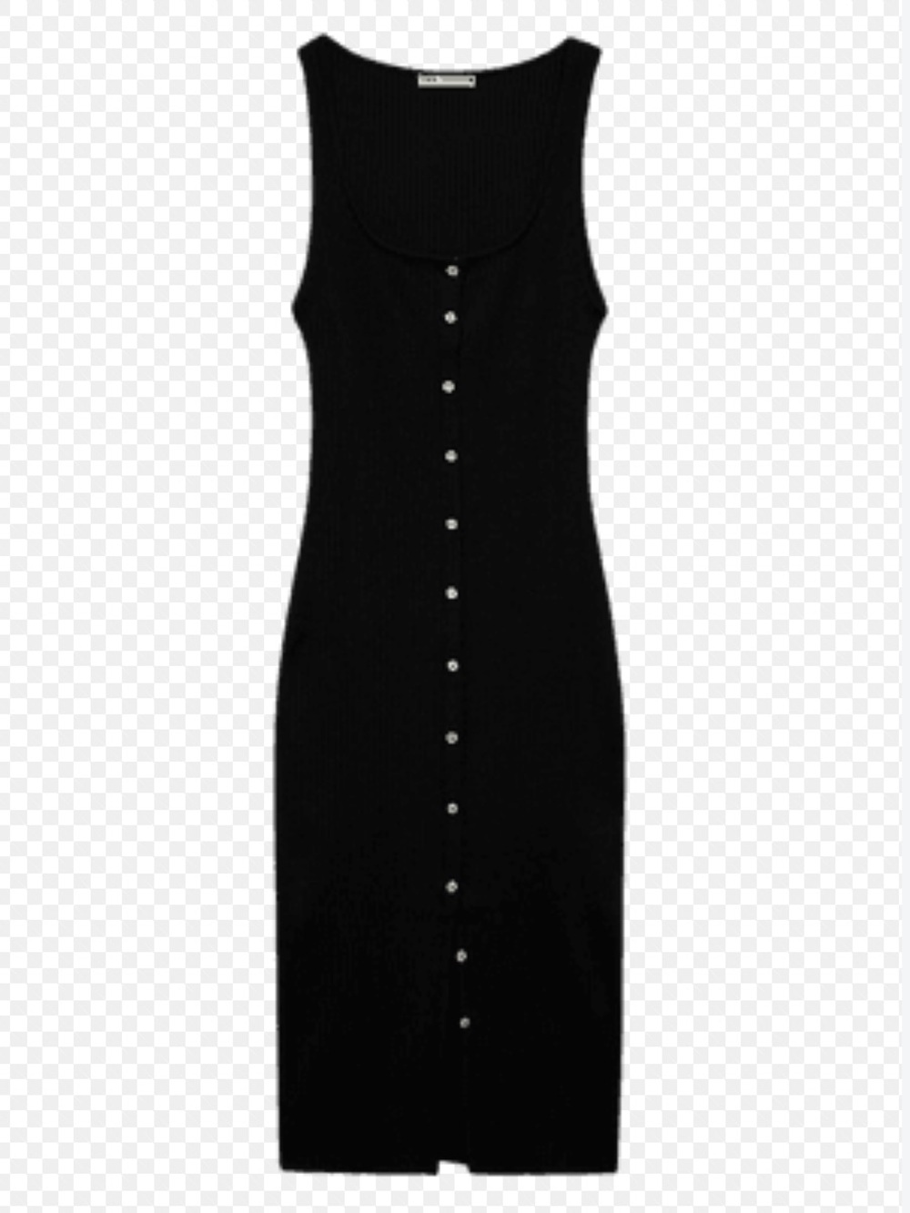 NWT Zara Ribbed Black Dress with Buttons